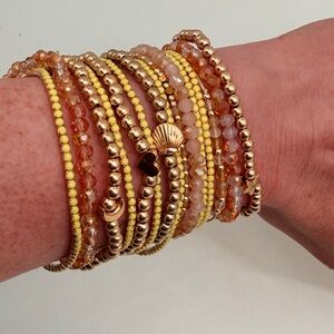 Gold & Yellow Beaded Bracelet Stack | Natural Stones | Crystals | Jelly Bling